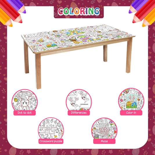 JOYGATHER Easter coloring tablecloth flowers design suitable as wall or table decor.