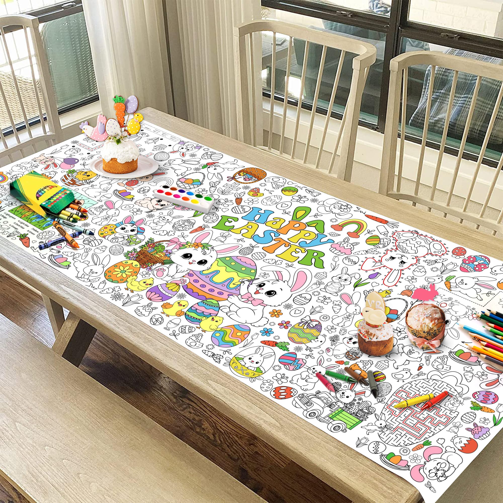 JOYGATHER Easter coloring tablecloth classroom decorations and spring activities friendly.