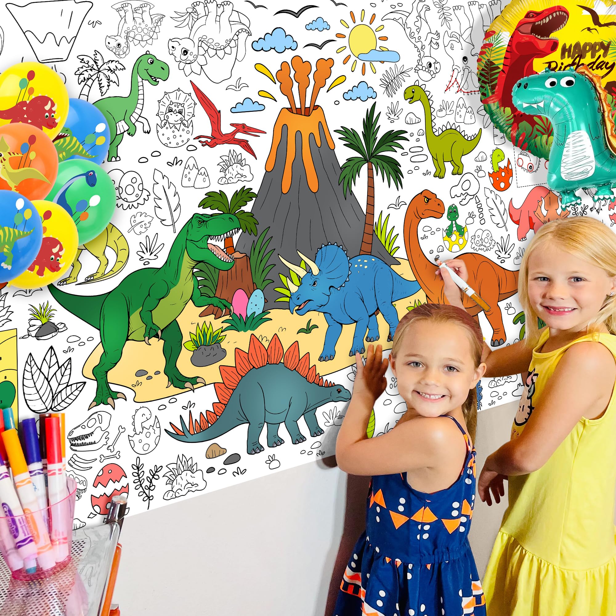 JOYGATHER kids coloring tablecloth perfect for birthday party activities.