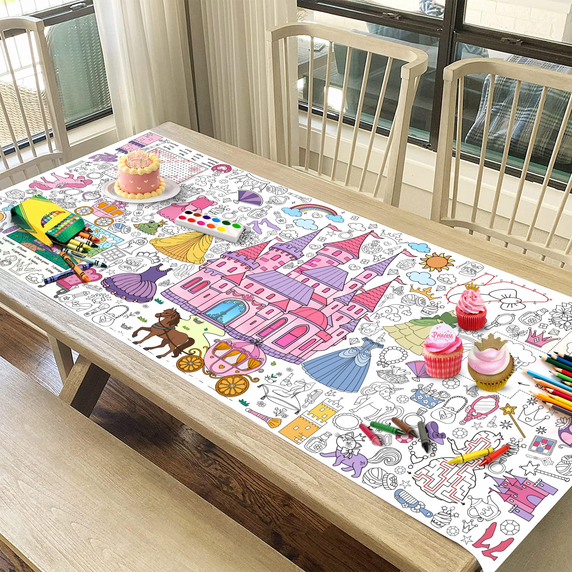 JOYGATHER 72x30 inch size fits most tables for shared coloring fun.