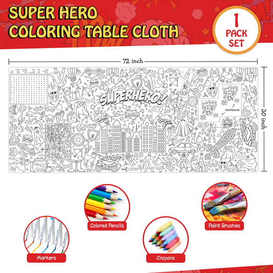 JOYGATHER tablecloth color bursts design inspires collaborative art during kids' coloring.