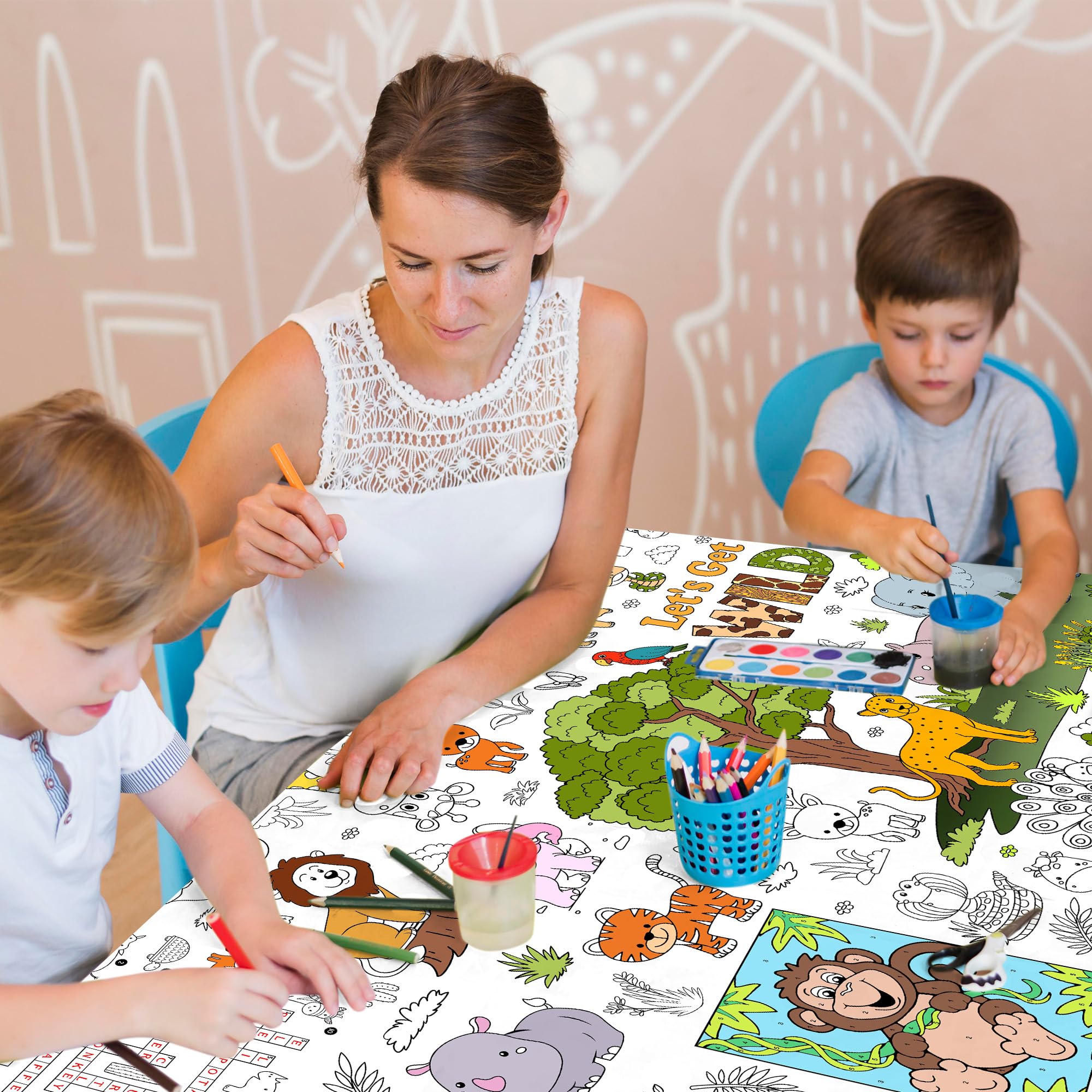 JOYGATHER 72x30 inch tablecloth size fits most tables for group coloring