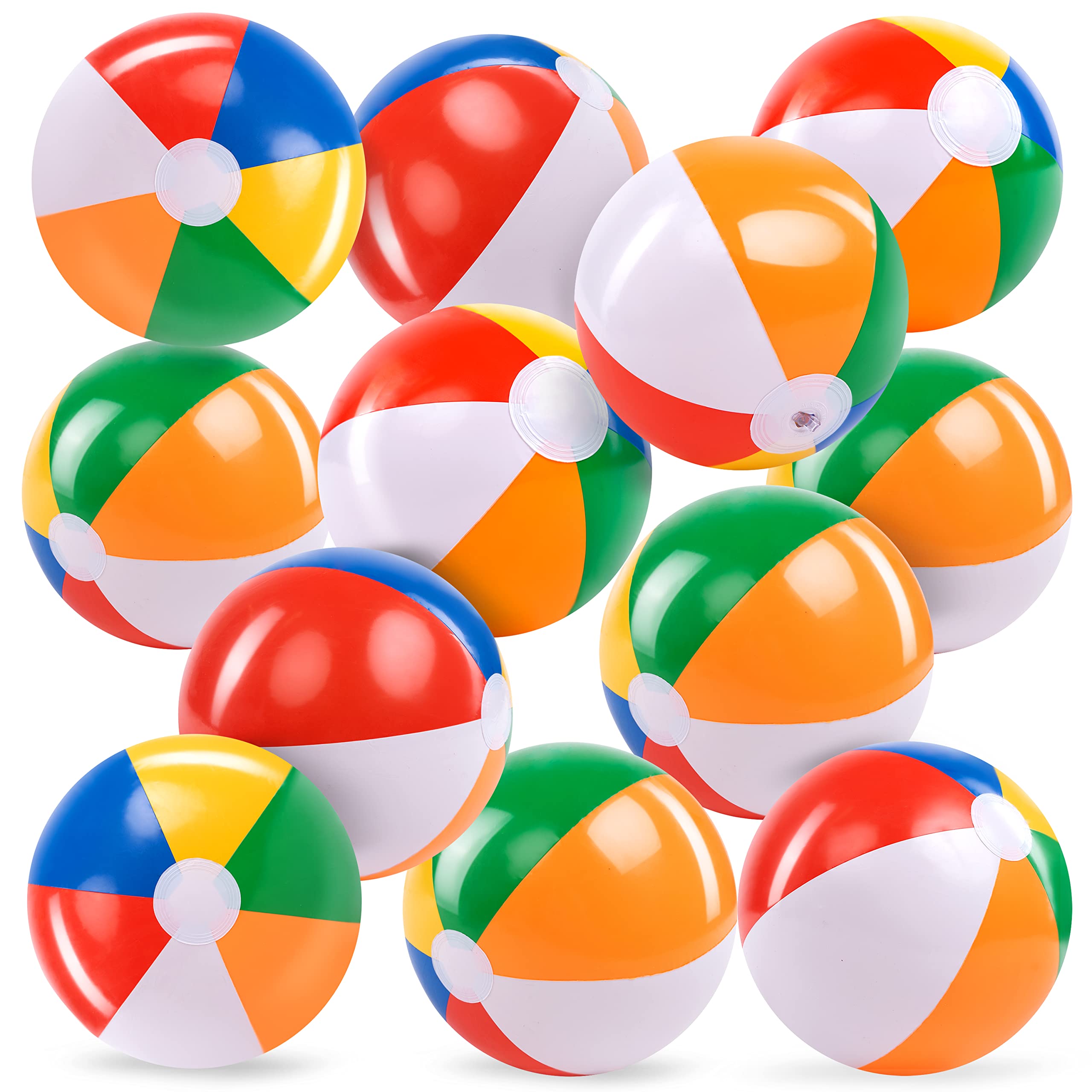 JOYIN 12-pack rainbow beach balls for poolside games and party fun