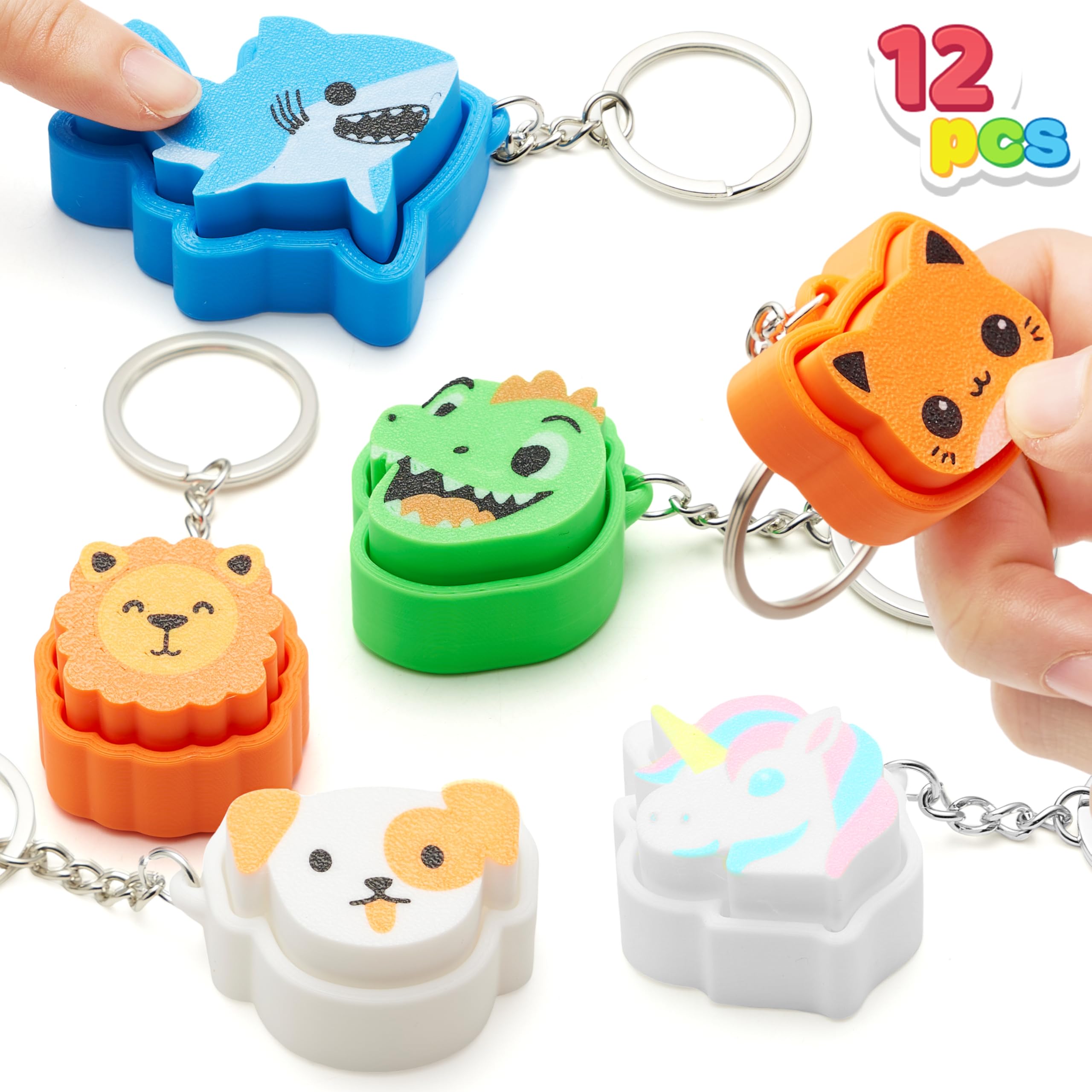 JOYIN 12pcs animals fidget clicker pack shown, perfect for sensory focus and portable stress relief.