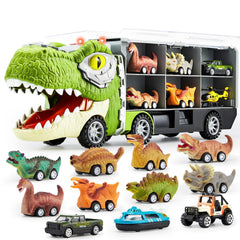 JOYIN 13-in-1 dinosaur truck with pull-back cars for imaginative play.