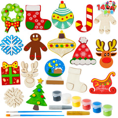 JOYIN 14 Christmas wooden magnets set for creative holiday crafts and kid-friendly decoration.
