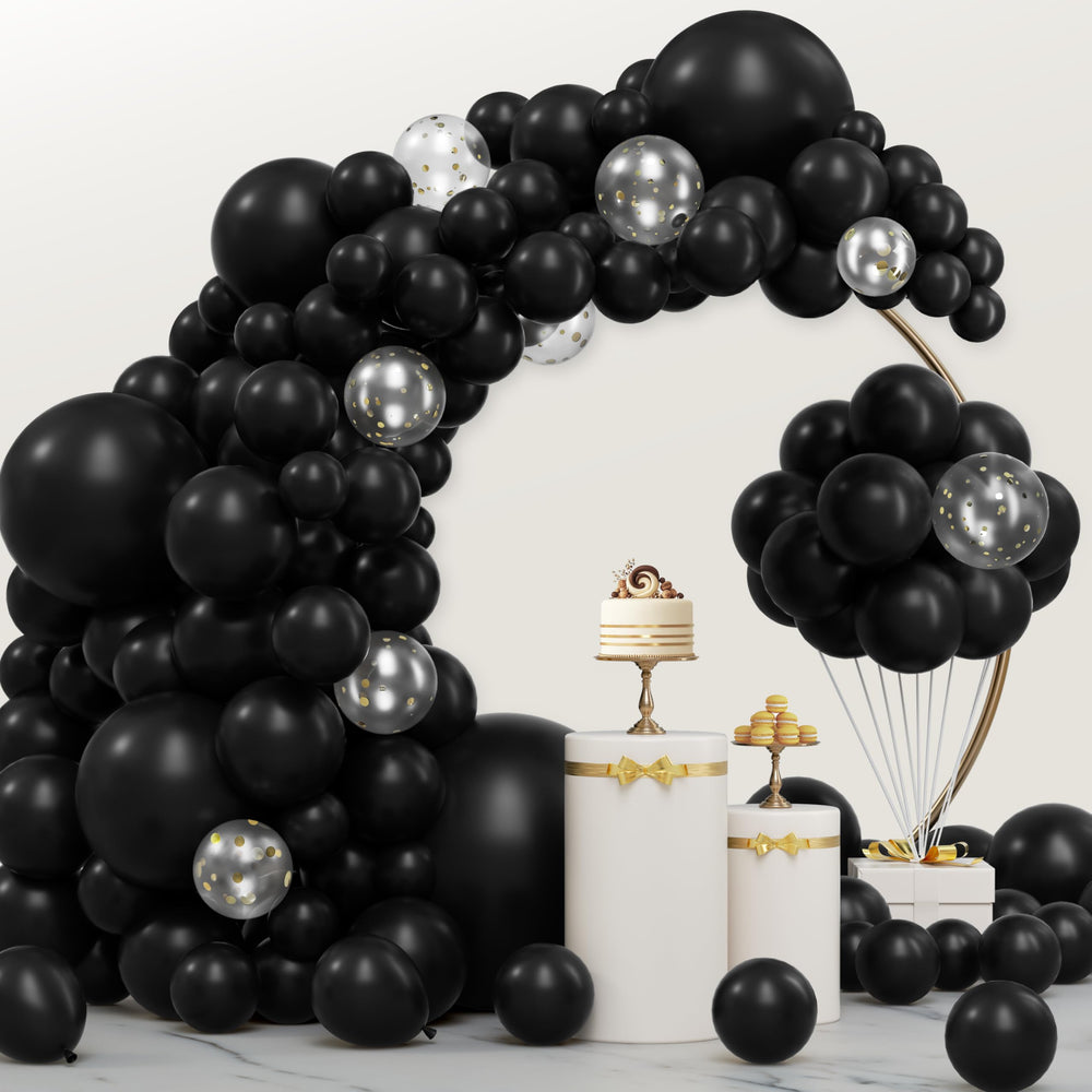 JOYIN 150-pcs black balloons arch kit for bold party backdrops