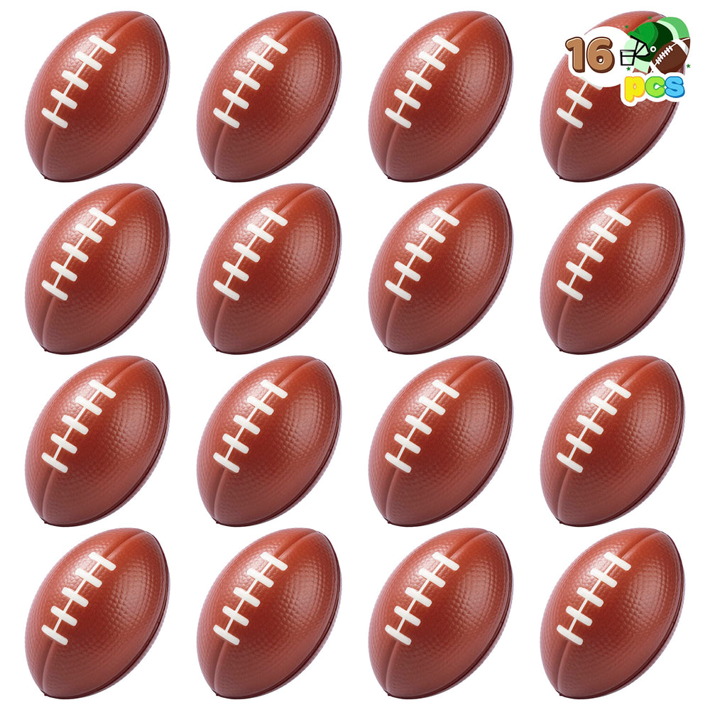 JOYIN 16-pack mini football foam stress balls for kids, ideal party favors and stress relief.