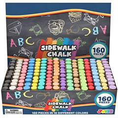 JOYIN 160-piece sidewalk chalks set, colorful array for outdoor art and play.