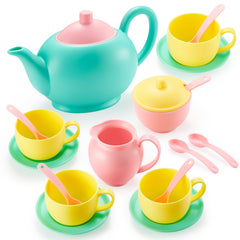 JOYIN 18pcs tea set pot with lid for imaginative pretend tea