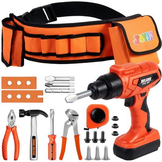 JOYIN 19pcs kids tool set with belt and drill for imaginative play and motor skills