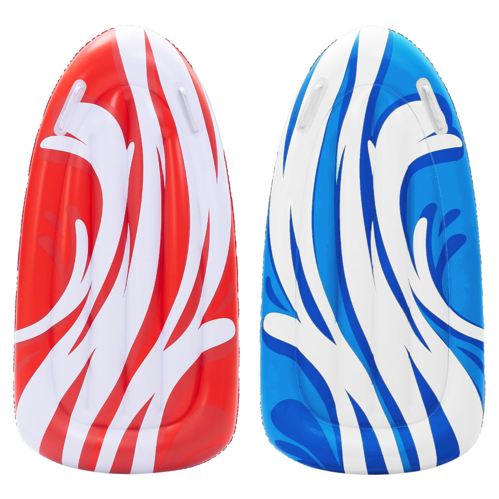 JOYIN two-pack inflatable body boards in blue and red for safe pool learning