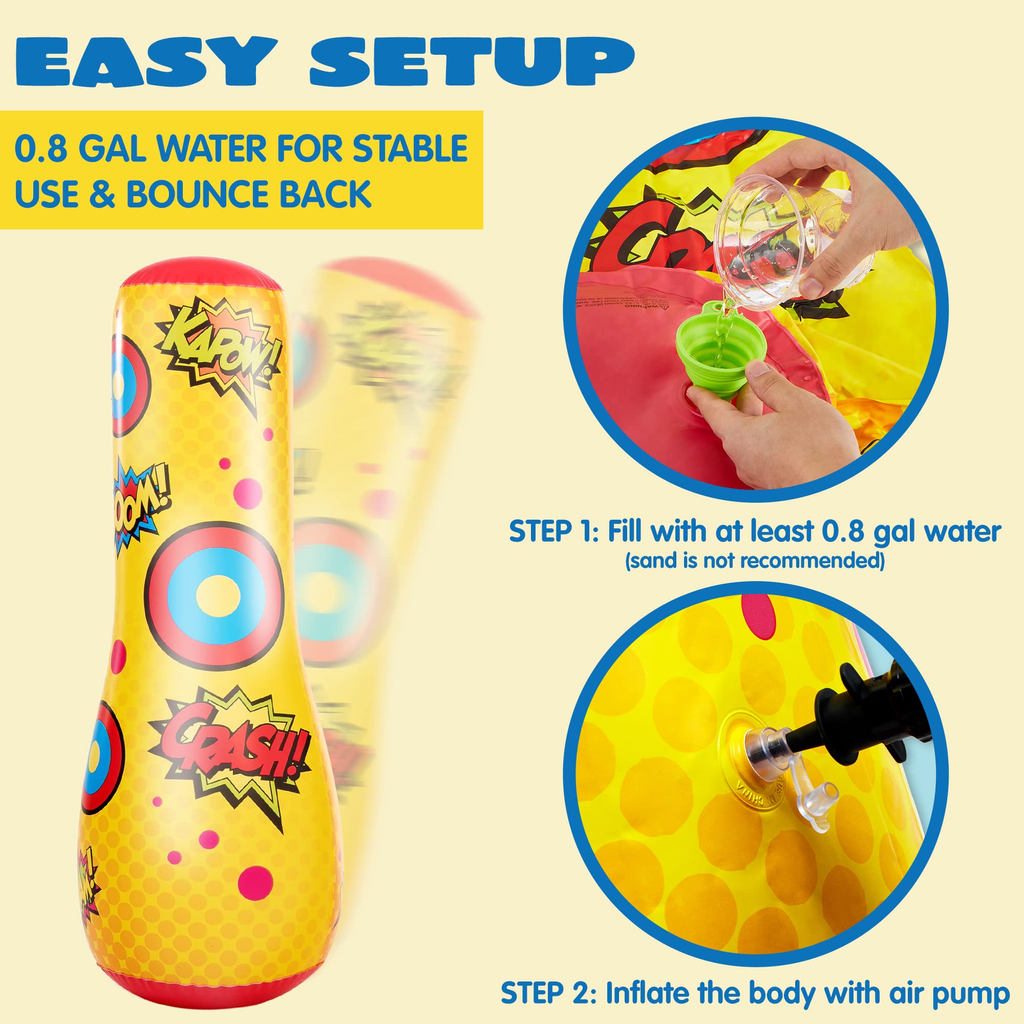 JOYIN 2-pack inflatable bopper 47in indoor-outdoor play for kids