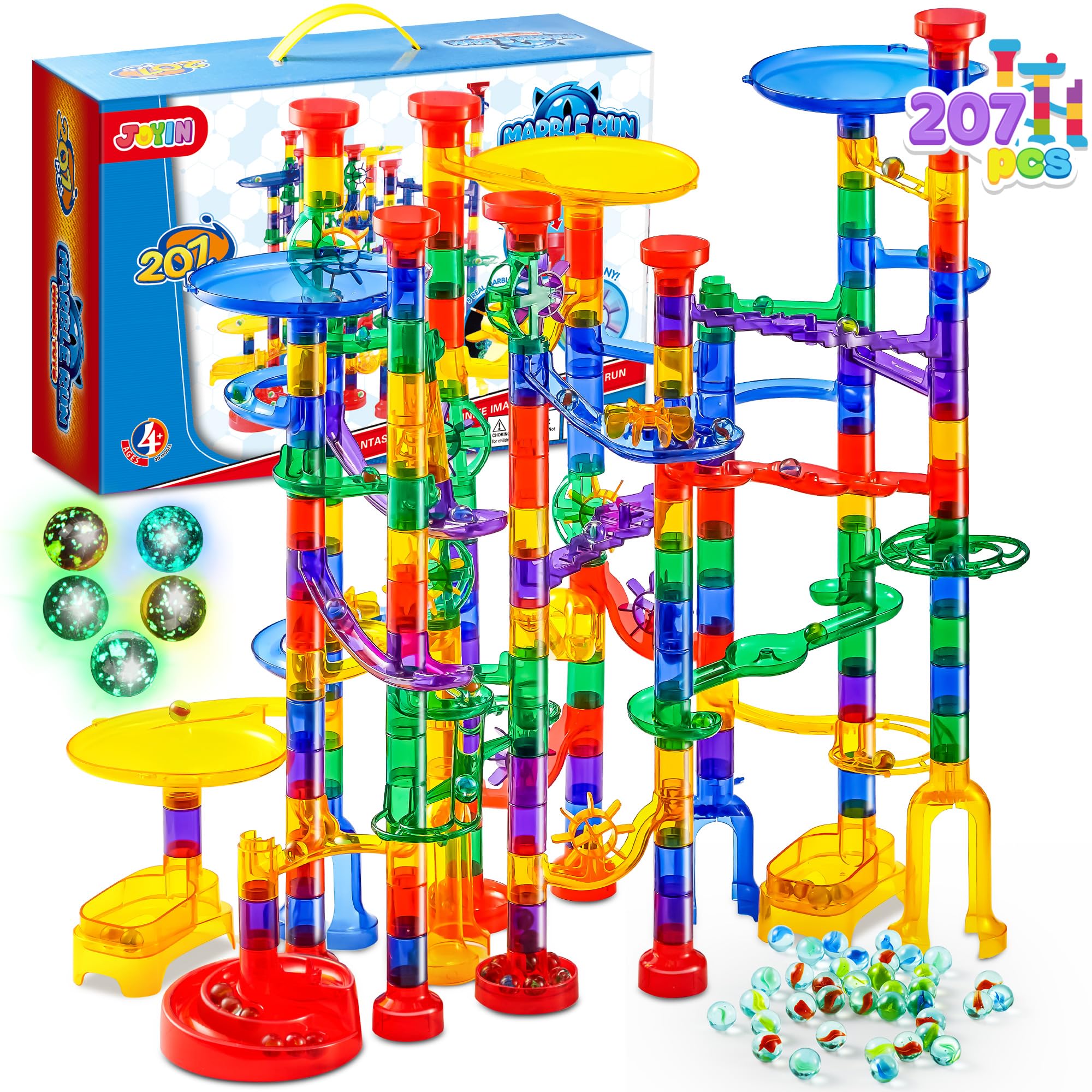 JOYIN 207pcs glowing marble run assembly – sparks imagination and hands-on learning.