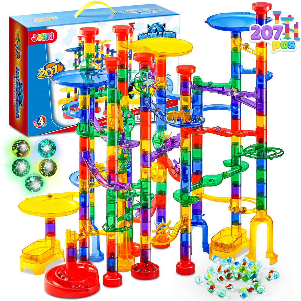 JOYIN 207pcs glowing marble run assembly – sparks imagination and hands-on learning.