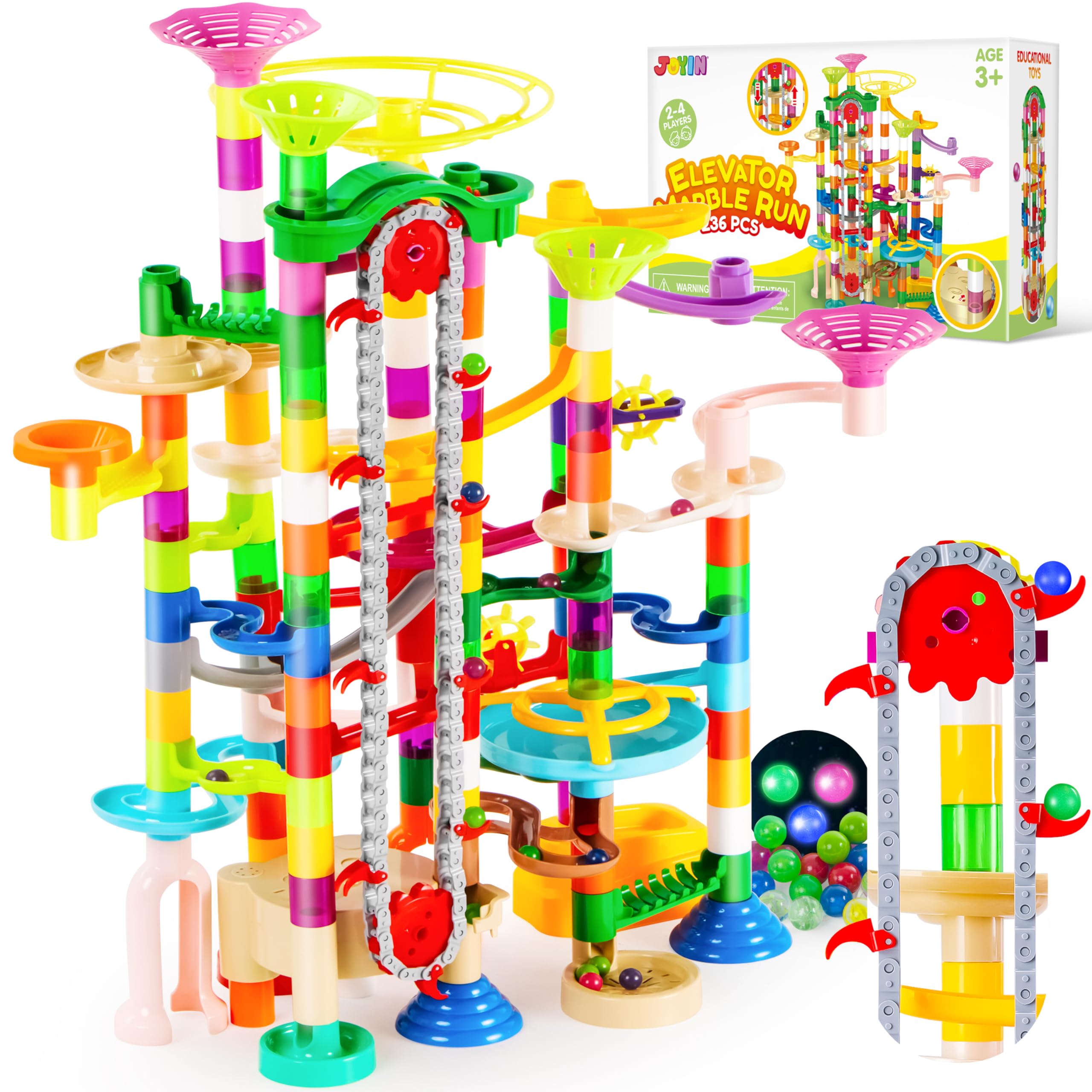 JOYIN 236-piece set—comprehensive marble run for creative STEM building