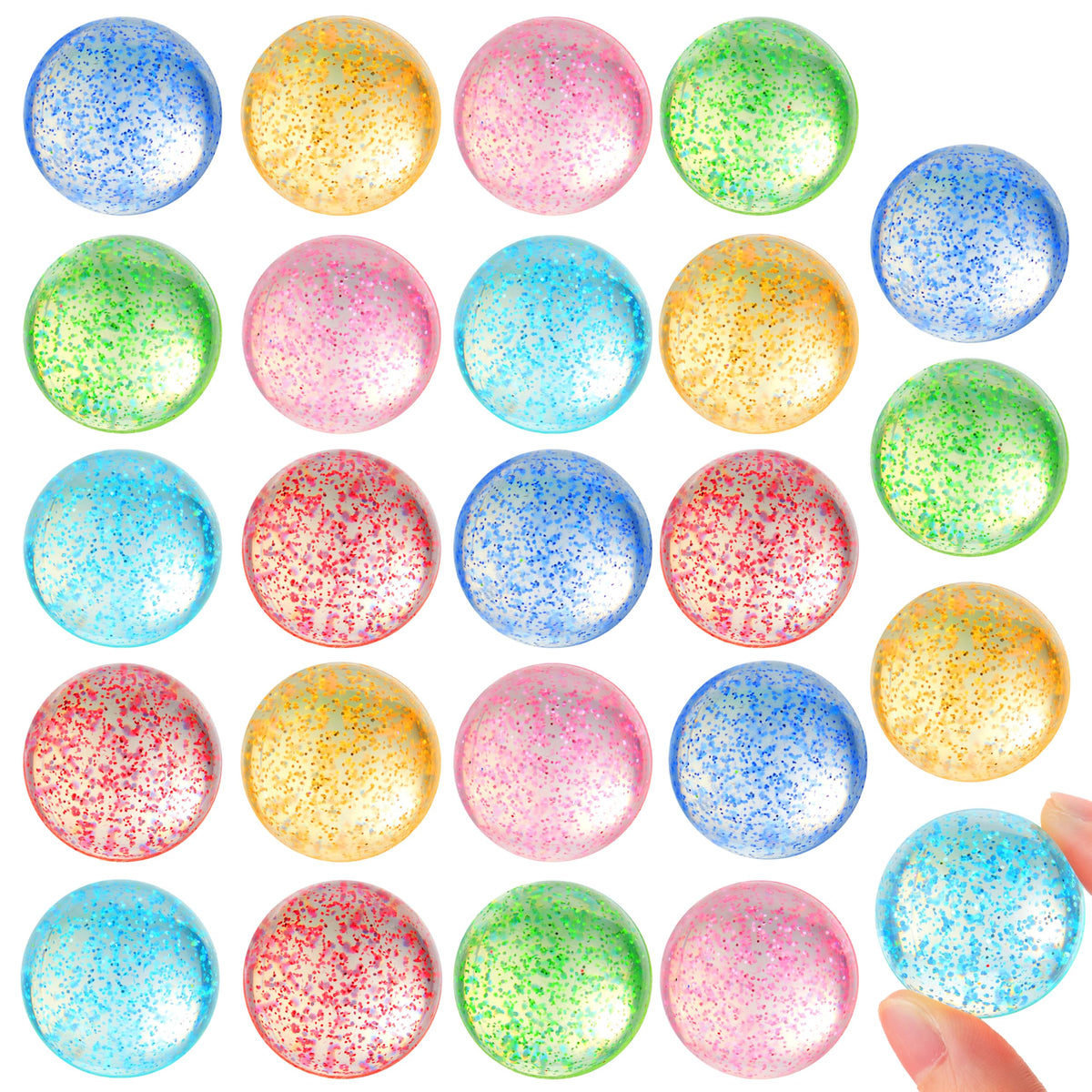 JOYIN 24-pack glitter bouncy balls in six colors for party favors and easy gifting