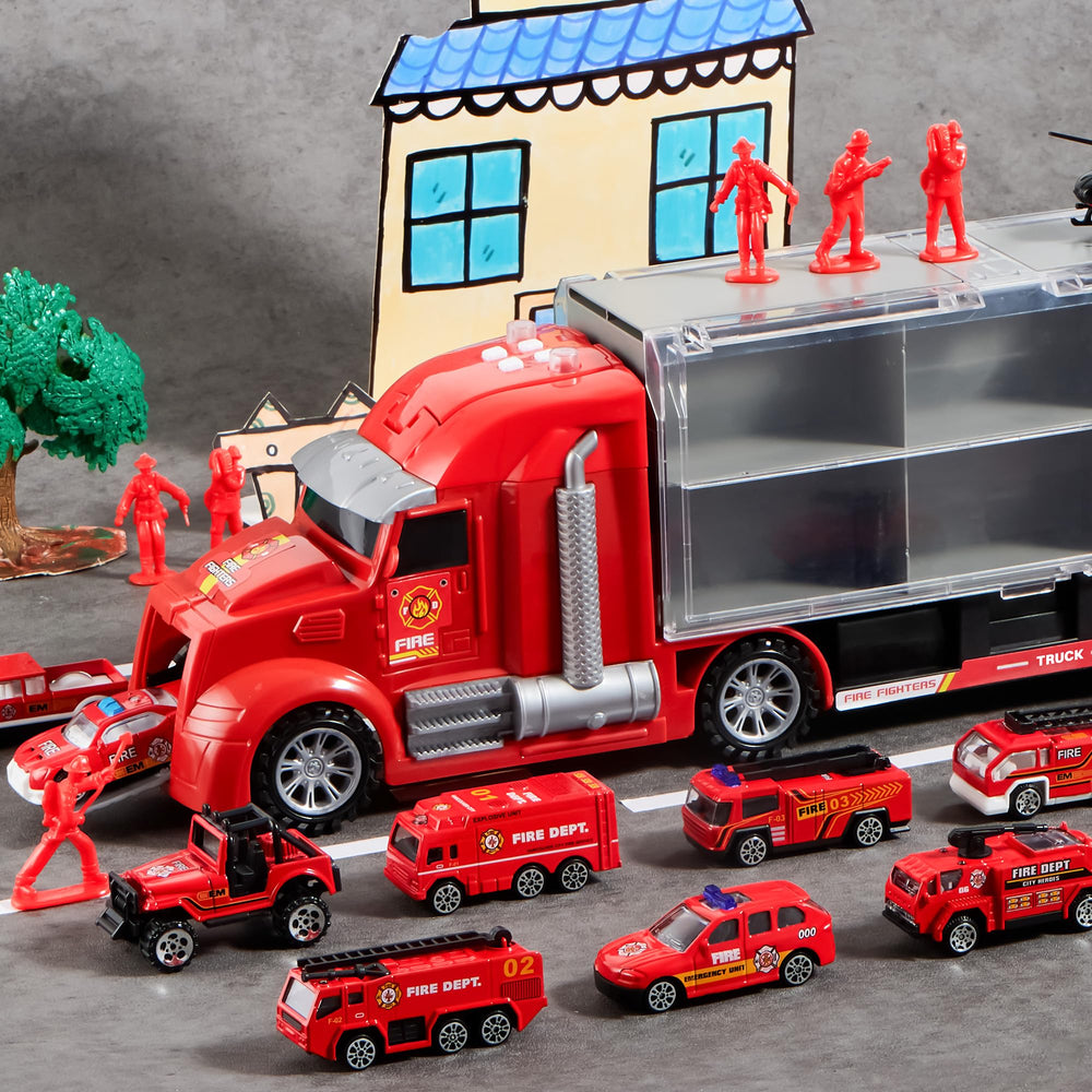 JOYIN 25in1 fire truck set armored car provides durable, safe missions in pretend play.