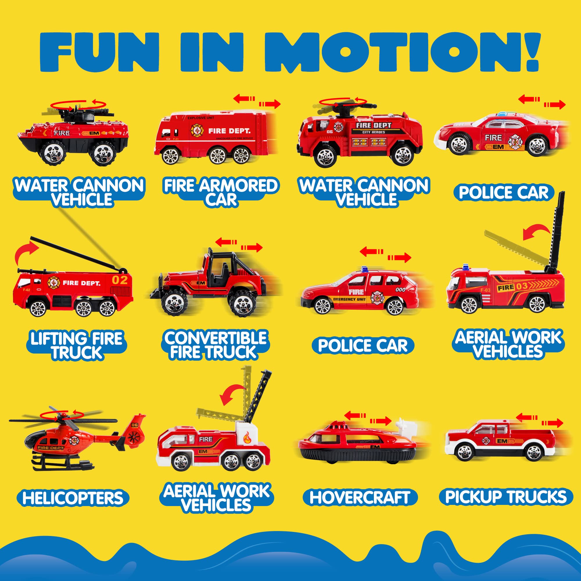 JOYIN 25in1 fire truck set fire engine vehicles enable realistic rescue scenarios and role play.