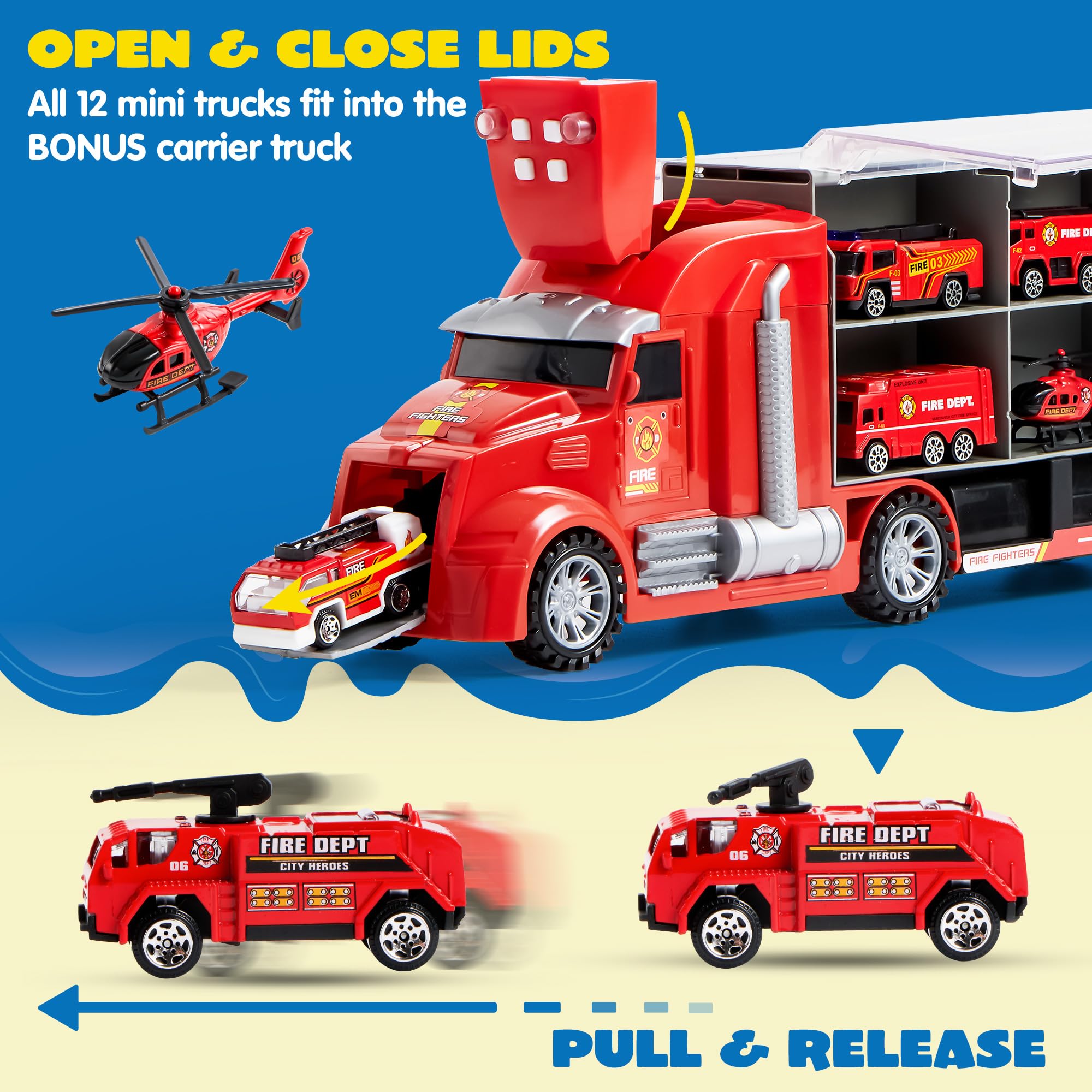 JOYIN 25in1 fire truck set fire van offers busy-city rescue mini adventures.