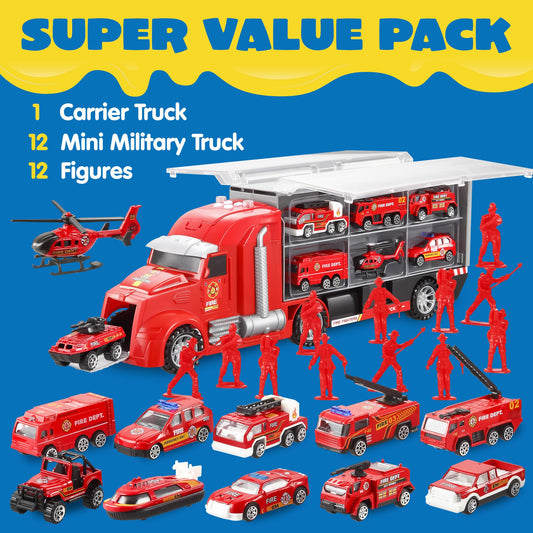 JOYIN 25in1 fire truck set rescue helicopter enhances storytelling and coordination during play.