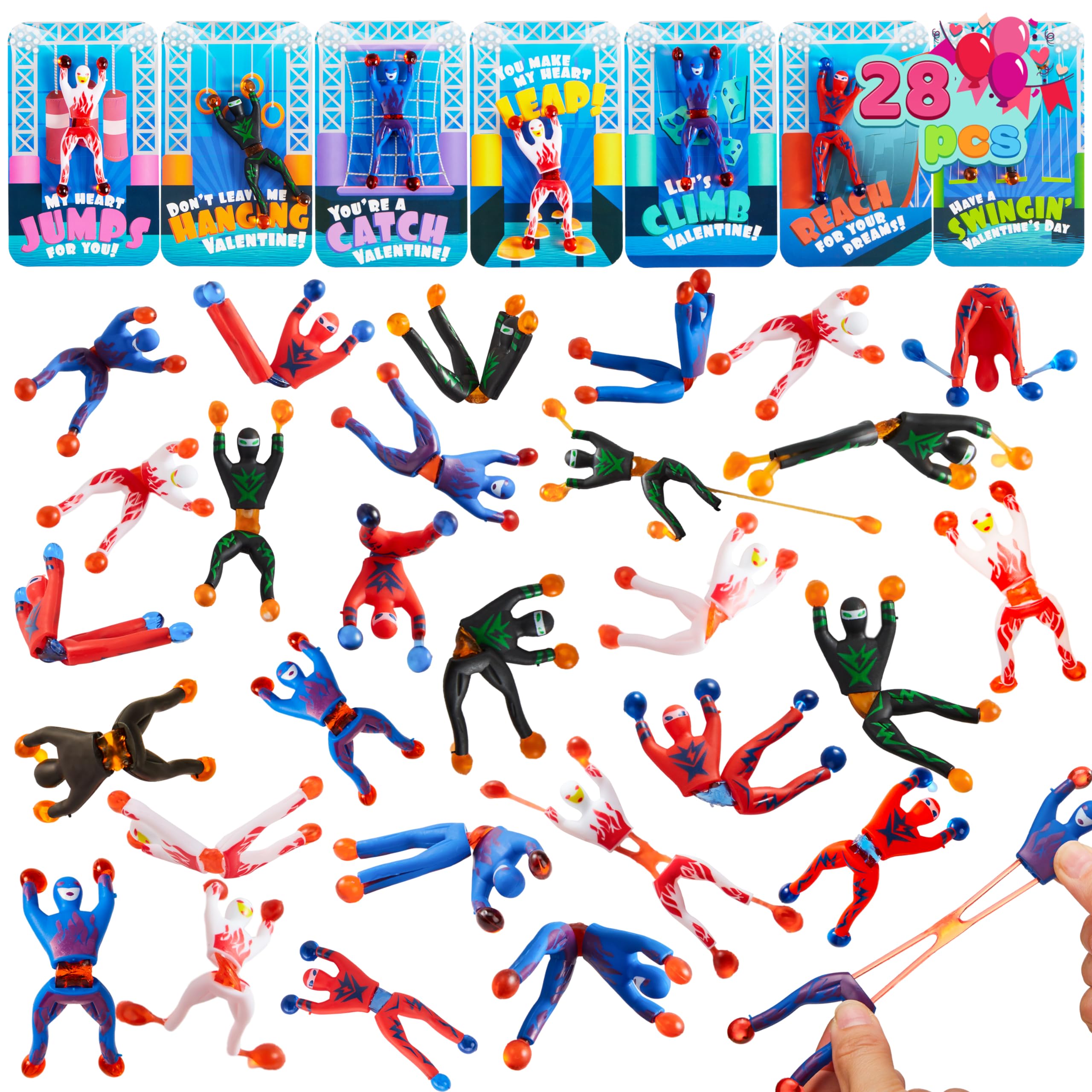 JOYIN 28-pack Valentine Ninja Sticky Man pack for classroom rewards.