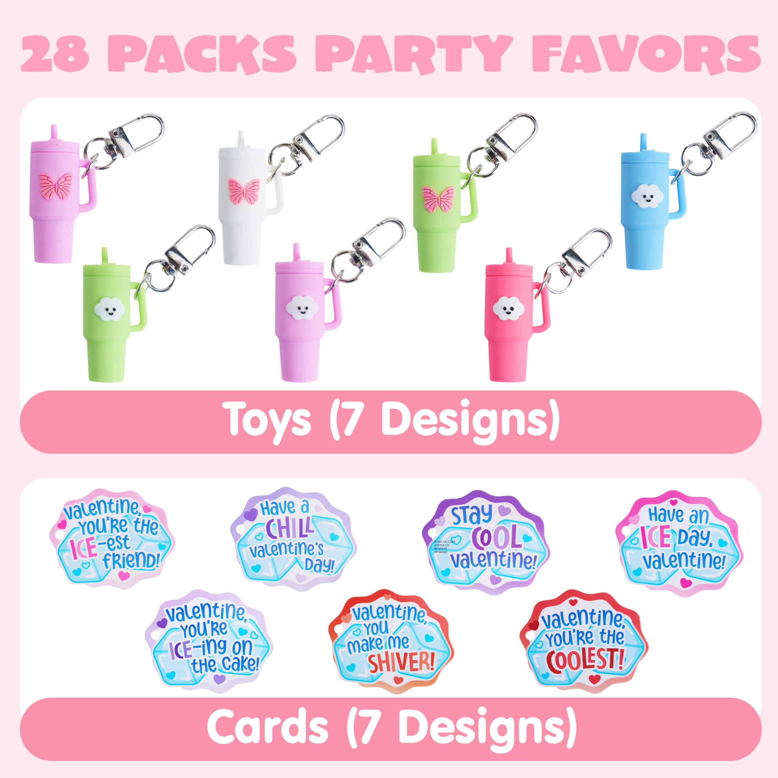 JOYIN 28-pack valentines cards back view for exchanges