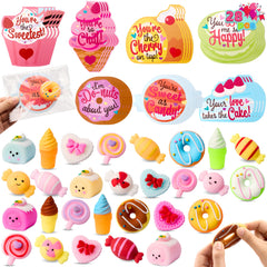 JOYIN 28-pack candy Mochi squishy toys for stress relief and classroom rewards.