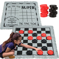 JOYIN 3-in-1 giant checkers board with colorful pieces for outdoor play.