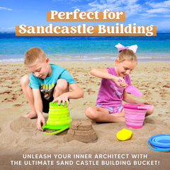 JOYIN foldable pink pail with shovel for versatile beach games and easy packing