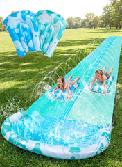 JOYIN 32.5ft water slide view highlighting long sliding surface for backyard fun