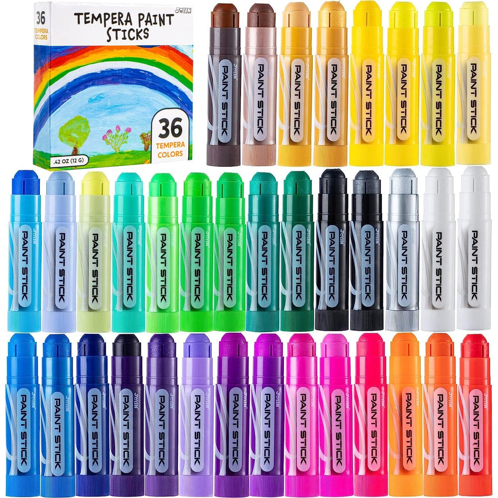 JOYIN 36 color tempera paint sticks pack for kids, mess-free.