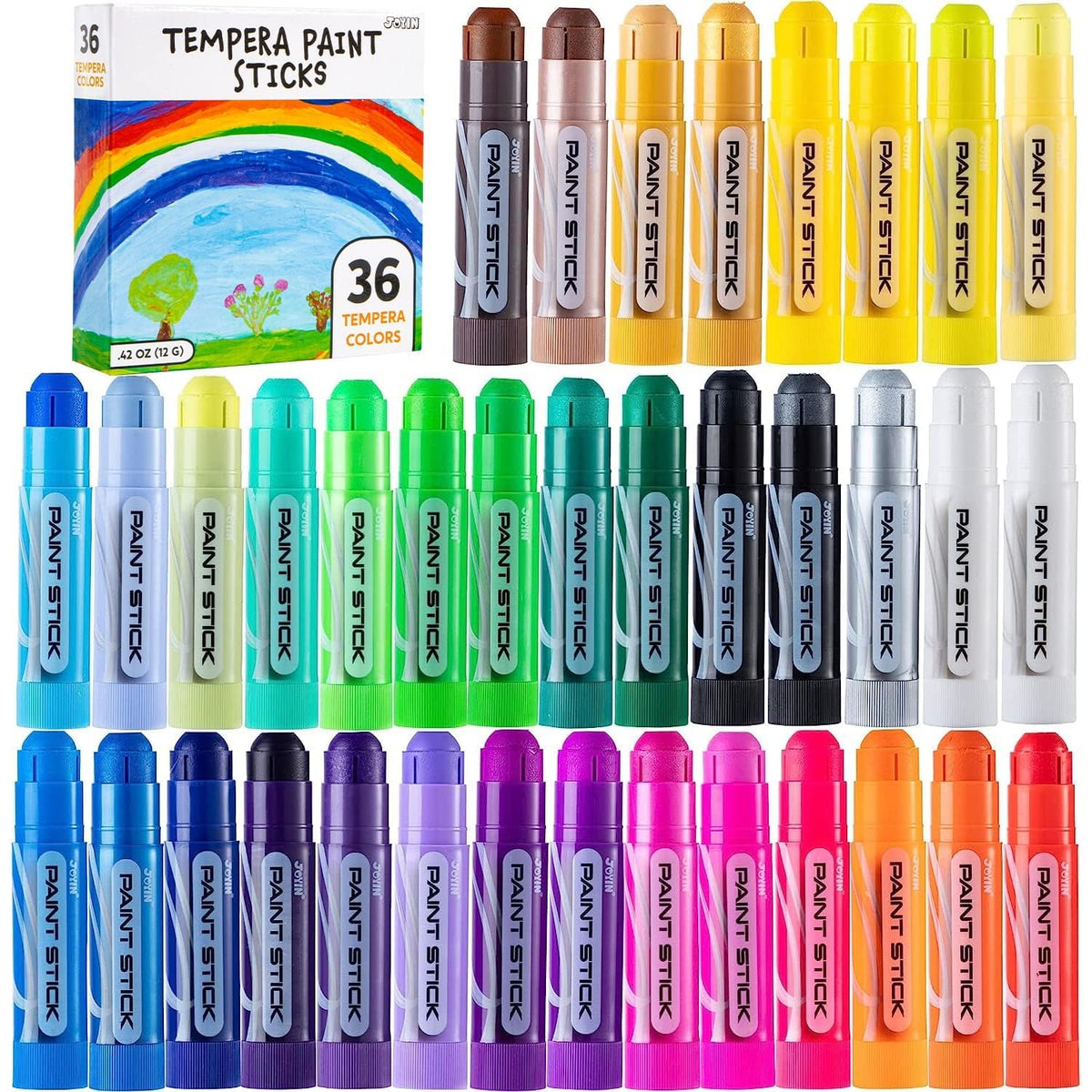 JOYIN 36 color tempera paint sticks pack for kids, mess-free.