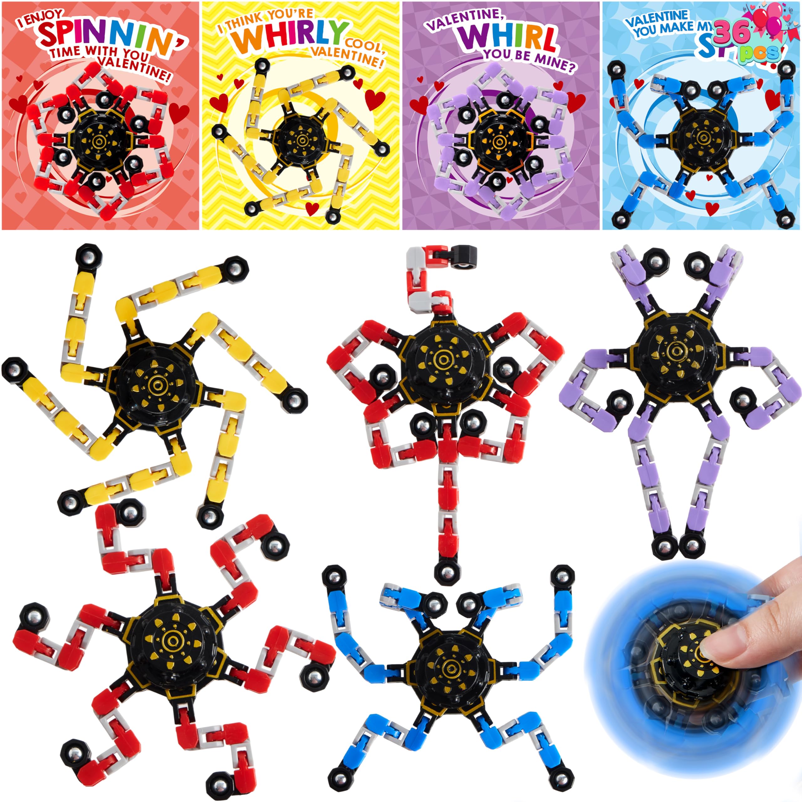 JOYIN 36-pack gift cards with spinners for Valentine exchange