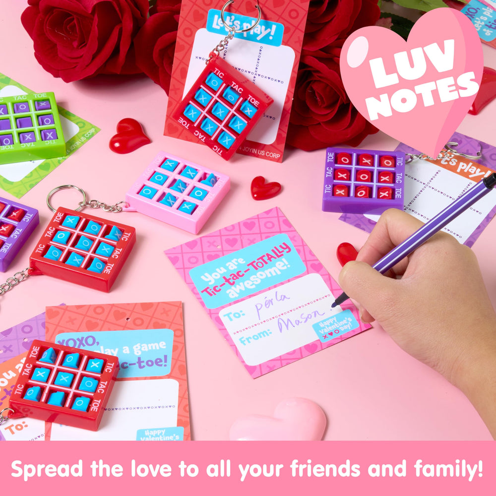 JOYIN 36-pack valentines cards with tic-tac-toe keychains for friends