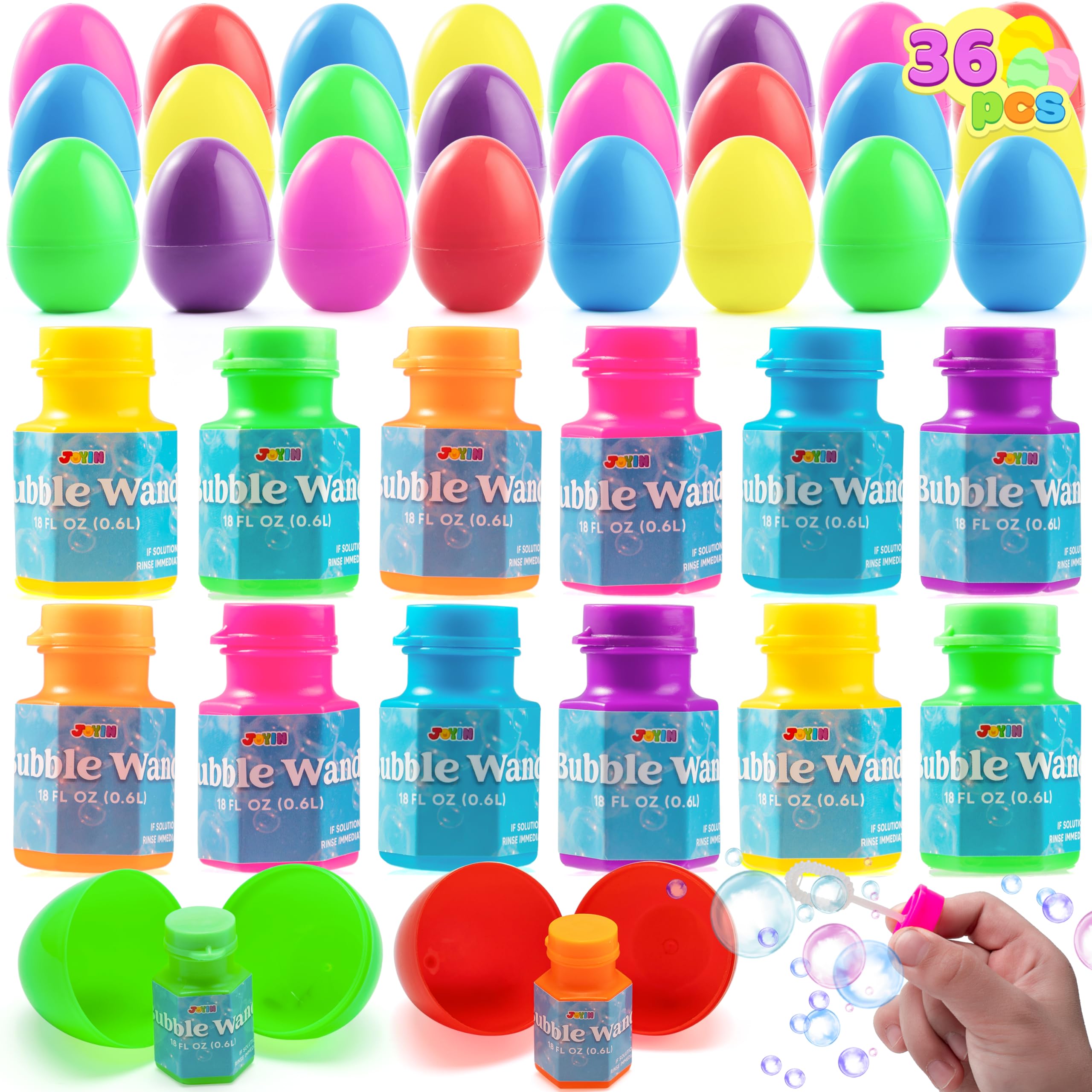 JOYIN 36-piece eggs with bubble wands for engaging Easter egg hunts