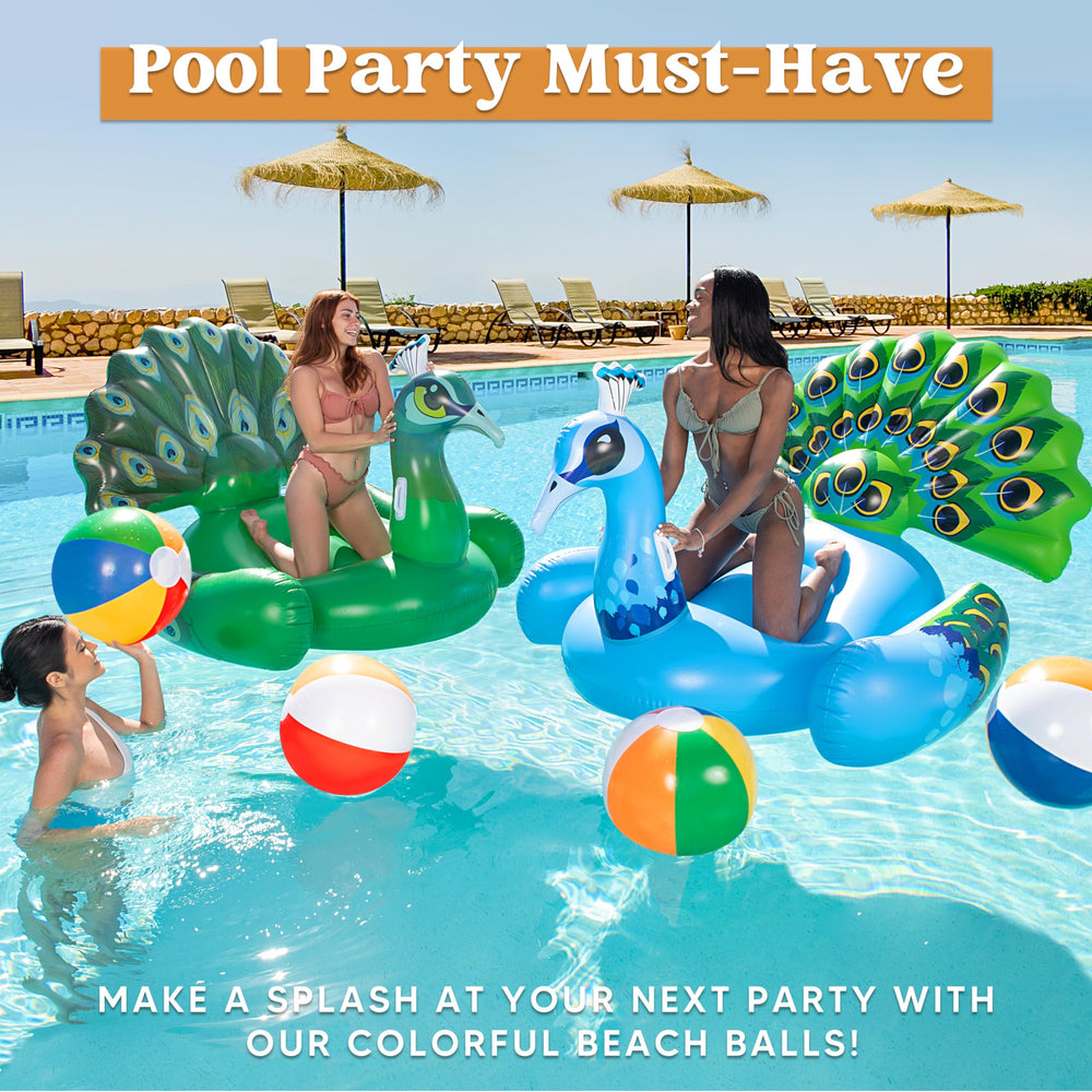JOYIN 4-pack 20in rainbow beach ball deflated and portable for travel