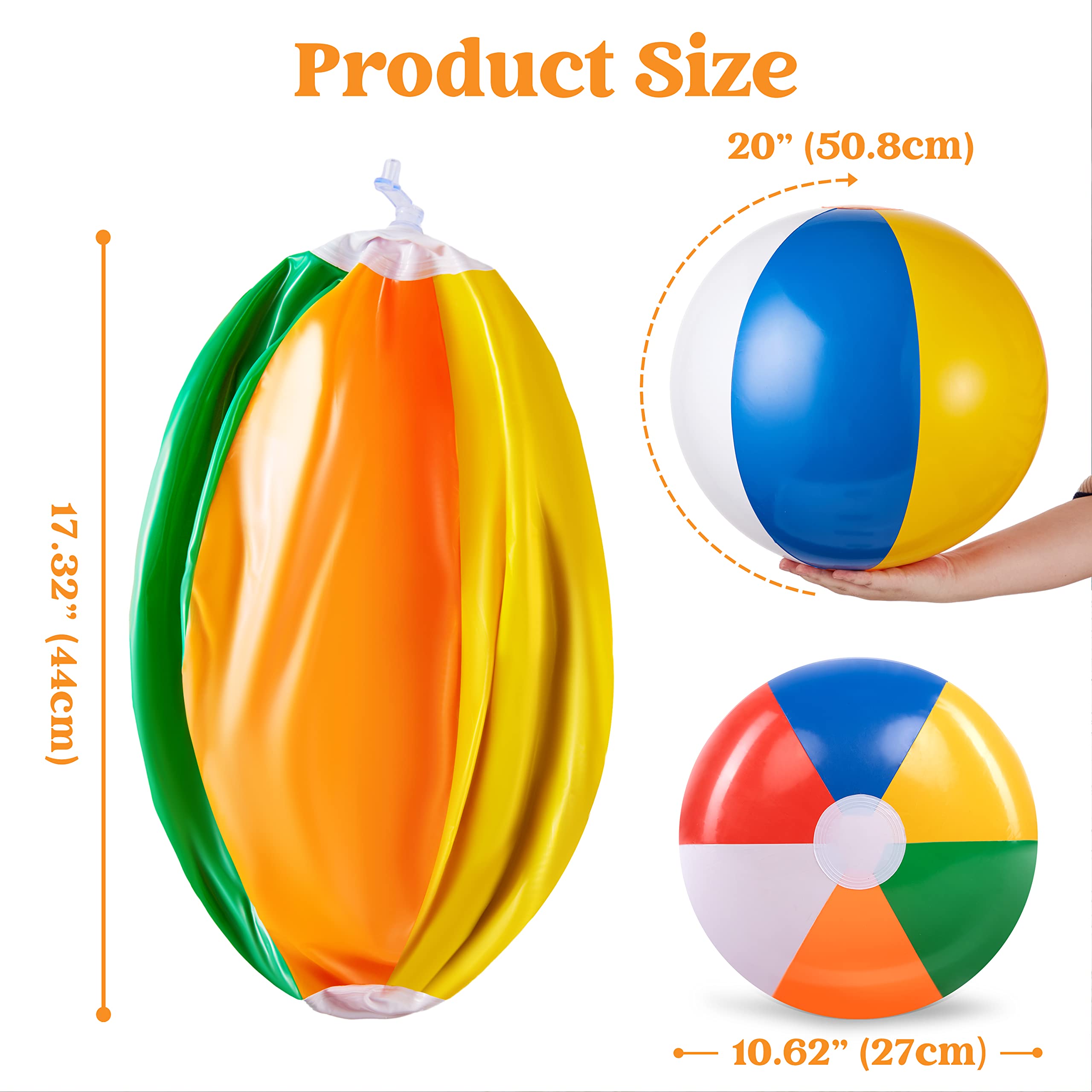 JOYIN 4-pack 20in rainbow beach ball kids playing outdoors safely