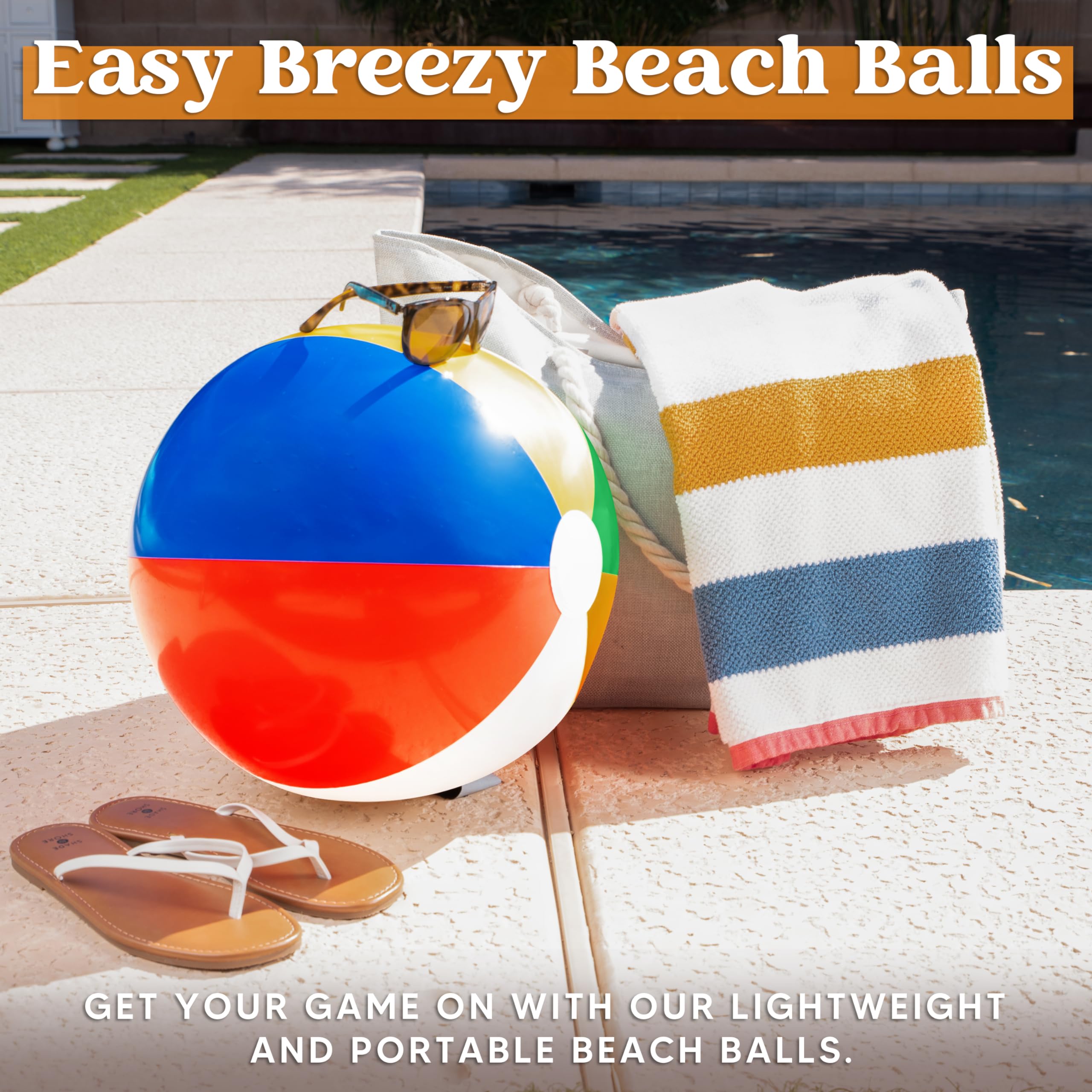 JOYIN 4-pack 20in rainbow beach ball durable non-toxic material