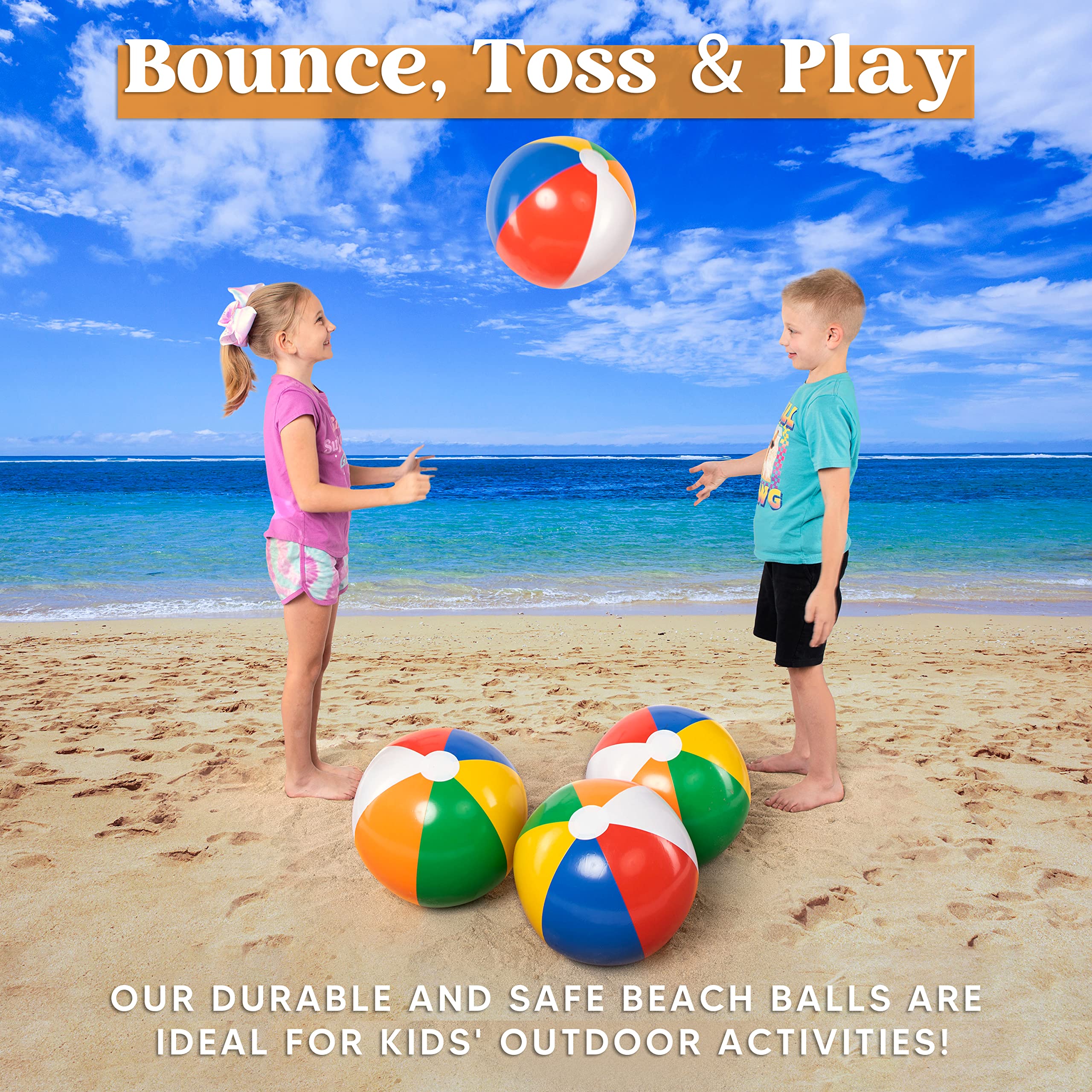 JOYIN 4-pack 20in rainbow beach ball at the poolside for summer parties