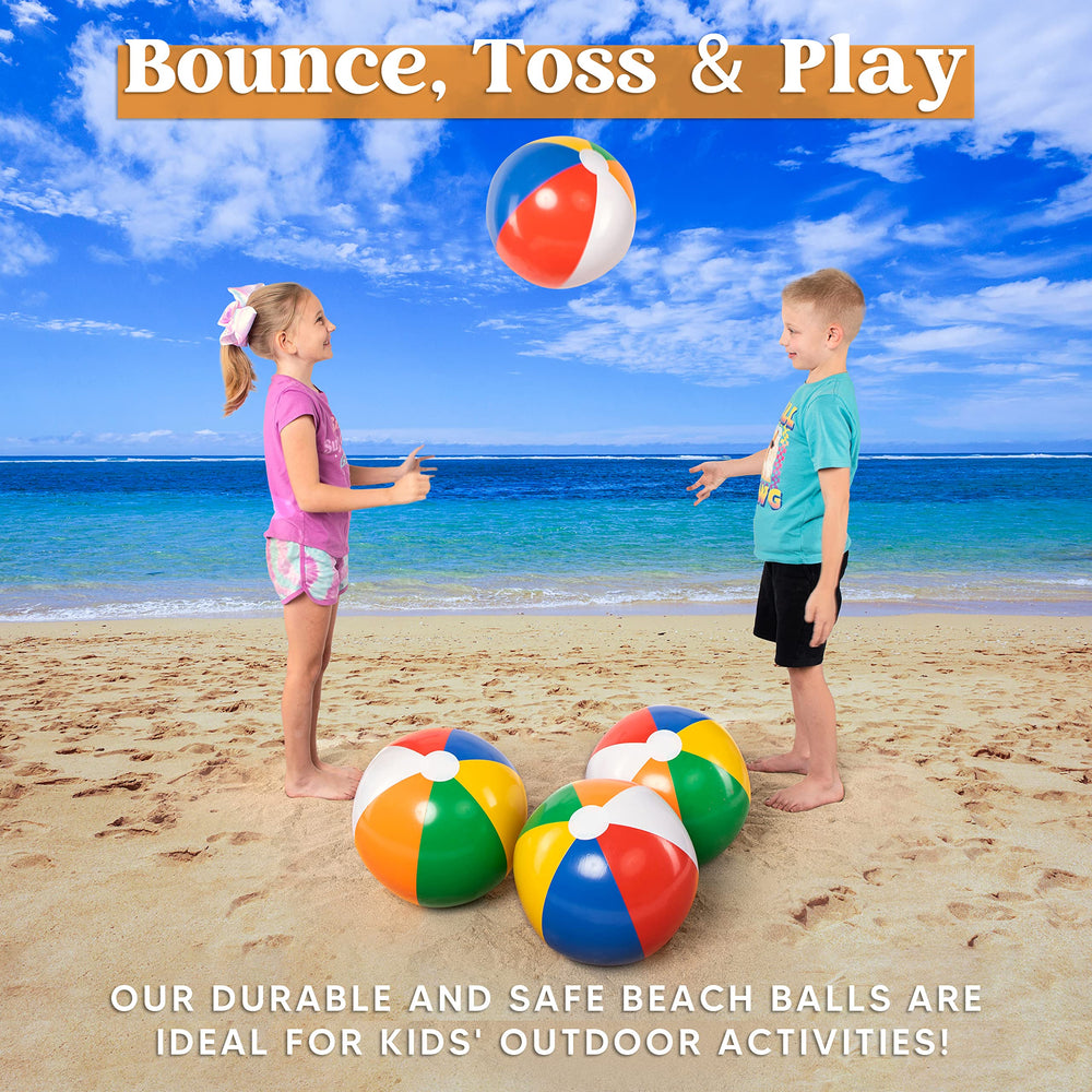 JOYIN 4-pack 20in rainbow beach ball at the poolside for summer parties