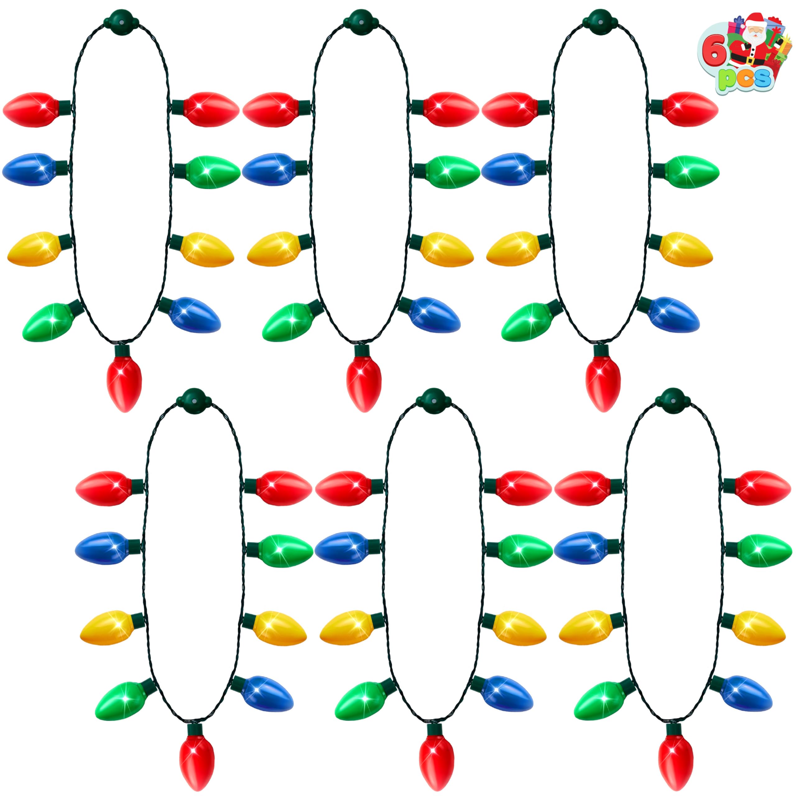 JOYIN 6-pack Christmas LED necklace with 9 bulbs for vibrant holiday lighting