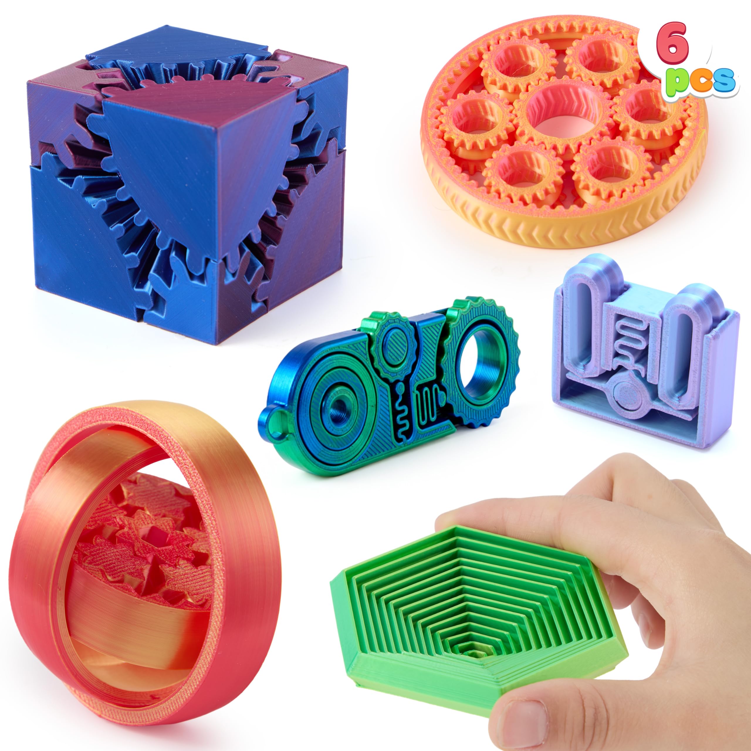 JOYIN 6PCS fidget toy gear variety pack for tactile focus and concentration.