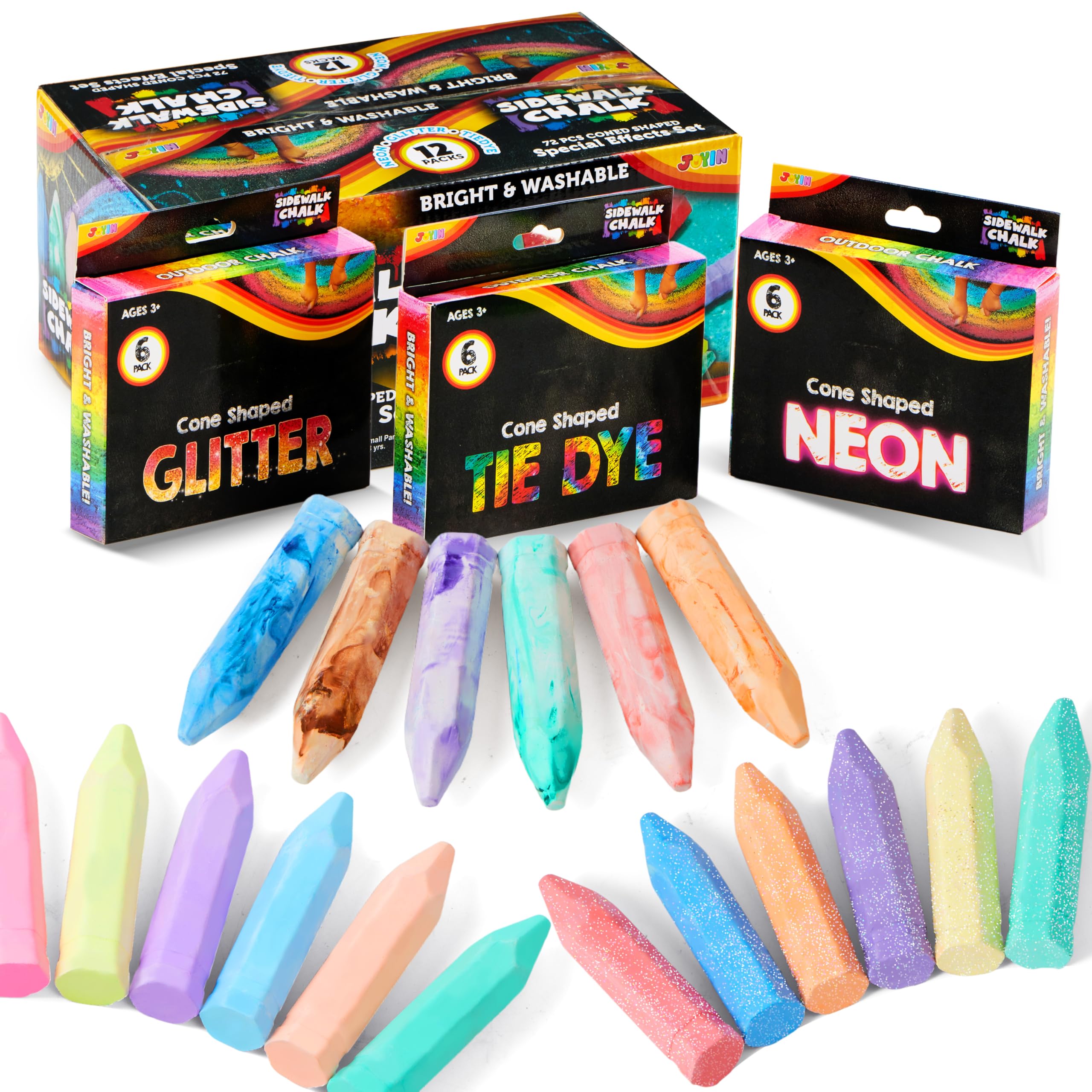 JOYIN 72 PCS Washable Sidewalk Chalk collection for vibrant outdoor art projects
