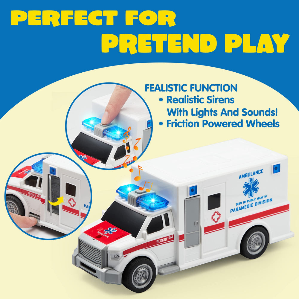 JOYIN ambulance toy top view highlighting realistic rescue details