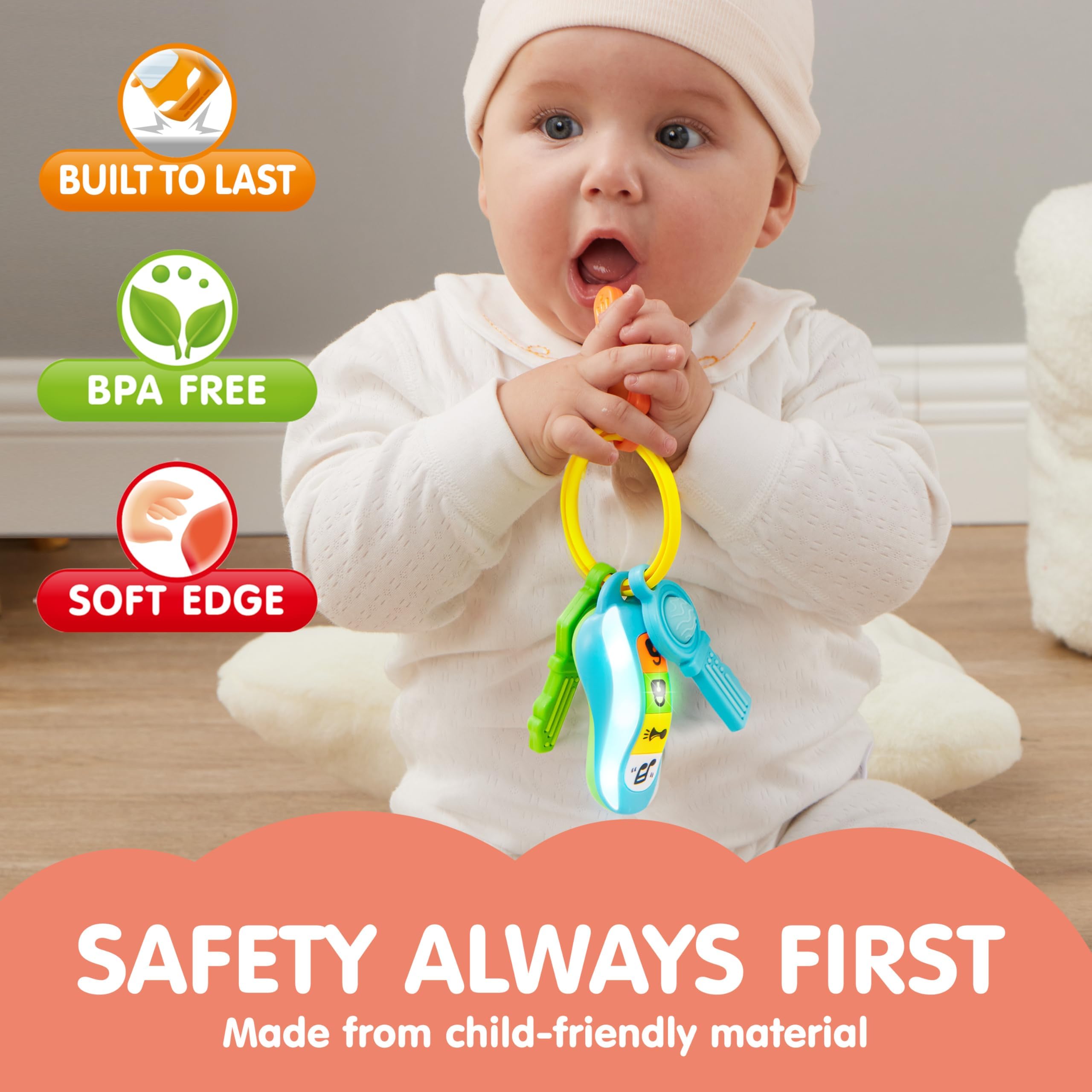 JOYIN Baby Car Keys Teether vibrant, colorful design attracts toddlers