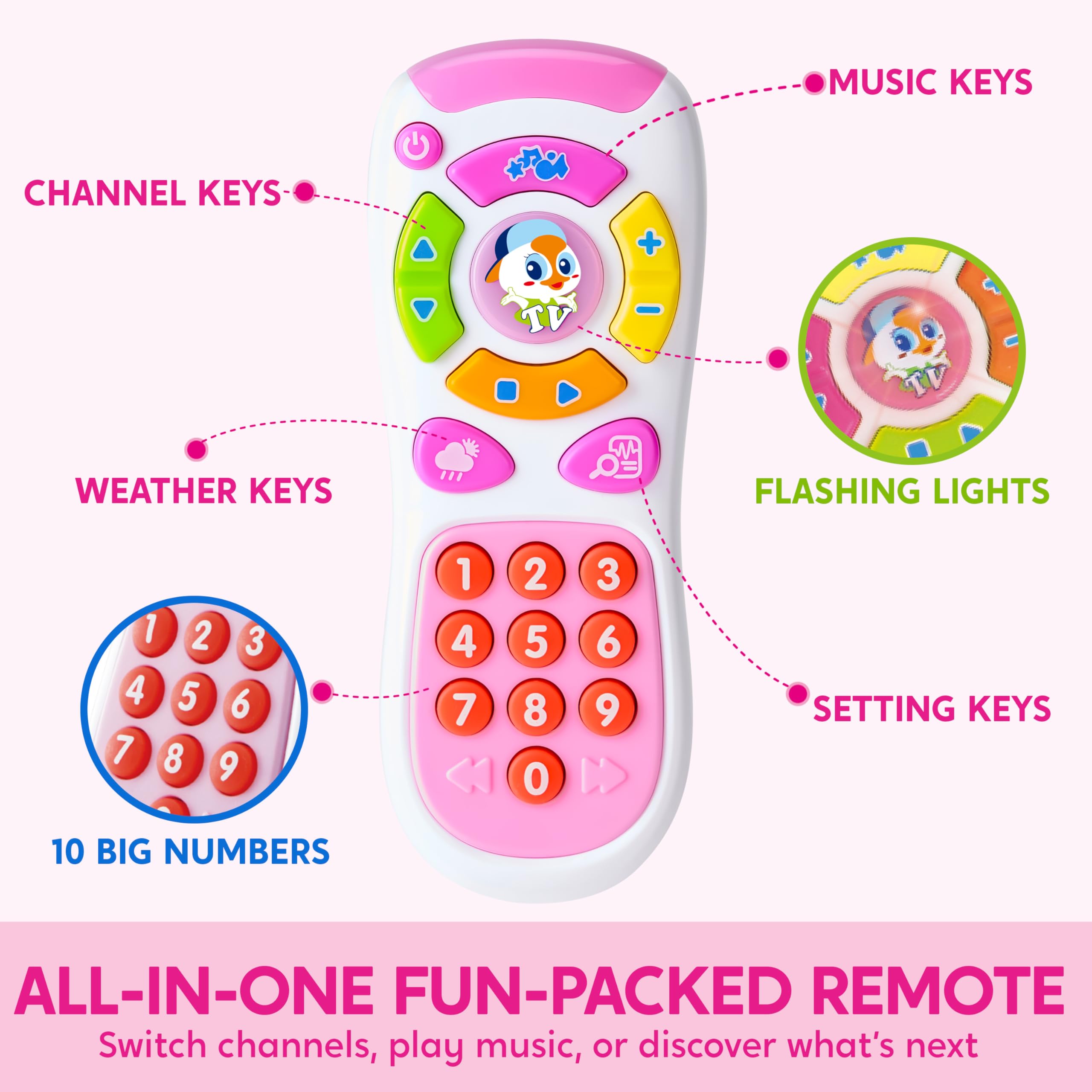 JOYIN baby learning phone pink with large buttons supports tiny hands.