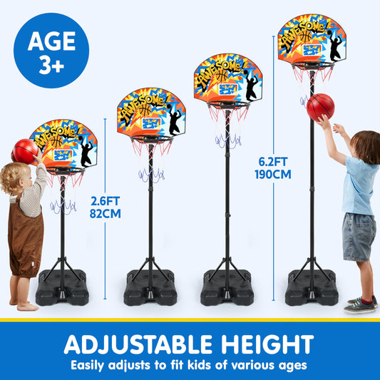 JOYIN adjustable-height hoop from 2.6 to 6.2 ft grows with children.