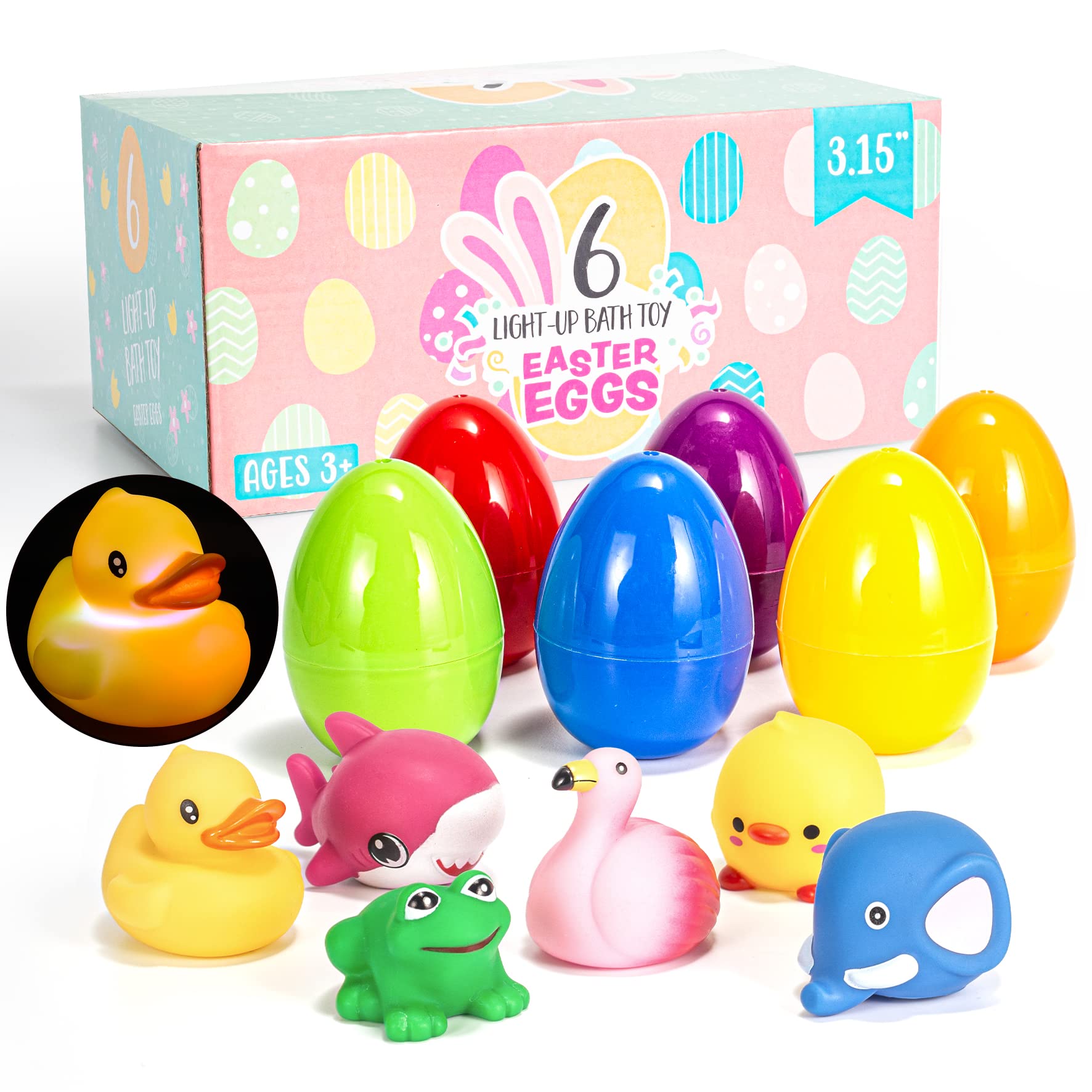 JOYIN bath time display with light-up eggs encourages safe, supervised tub play