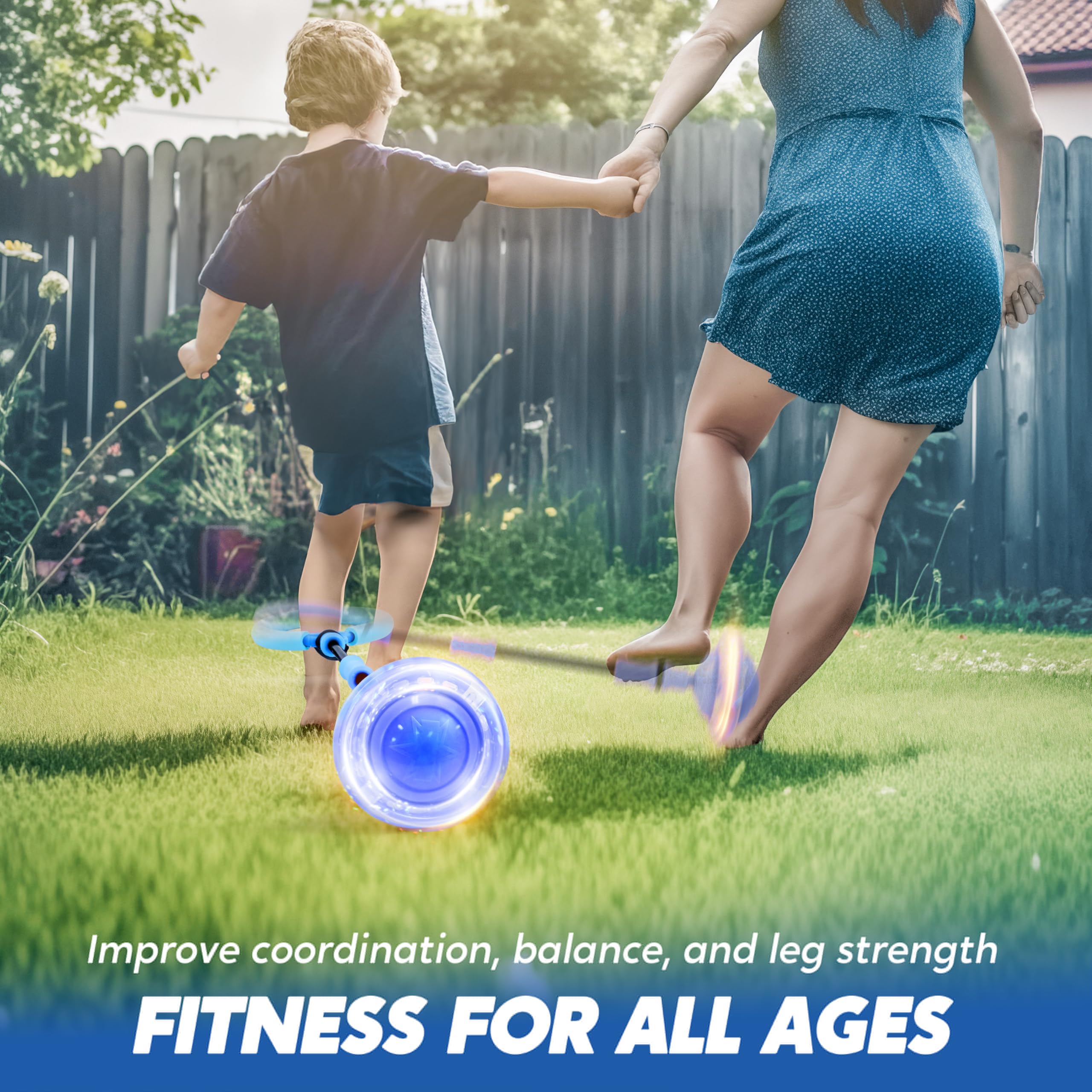 JOYIN blue ankle skip ball in use during active family fun